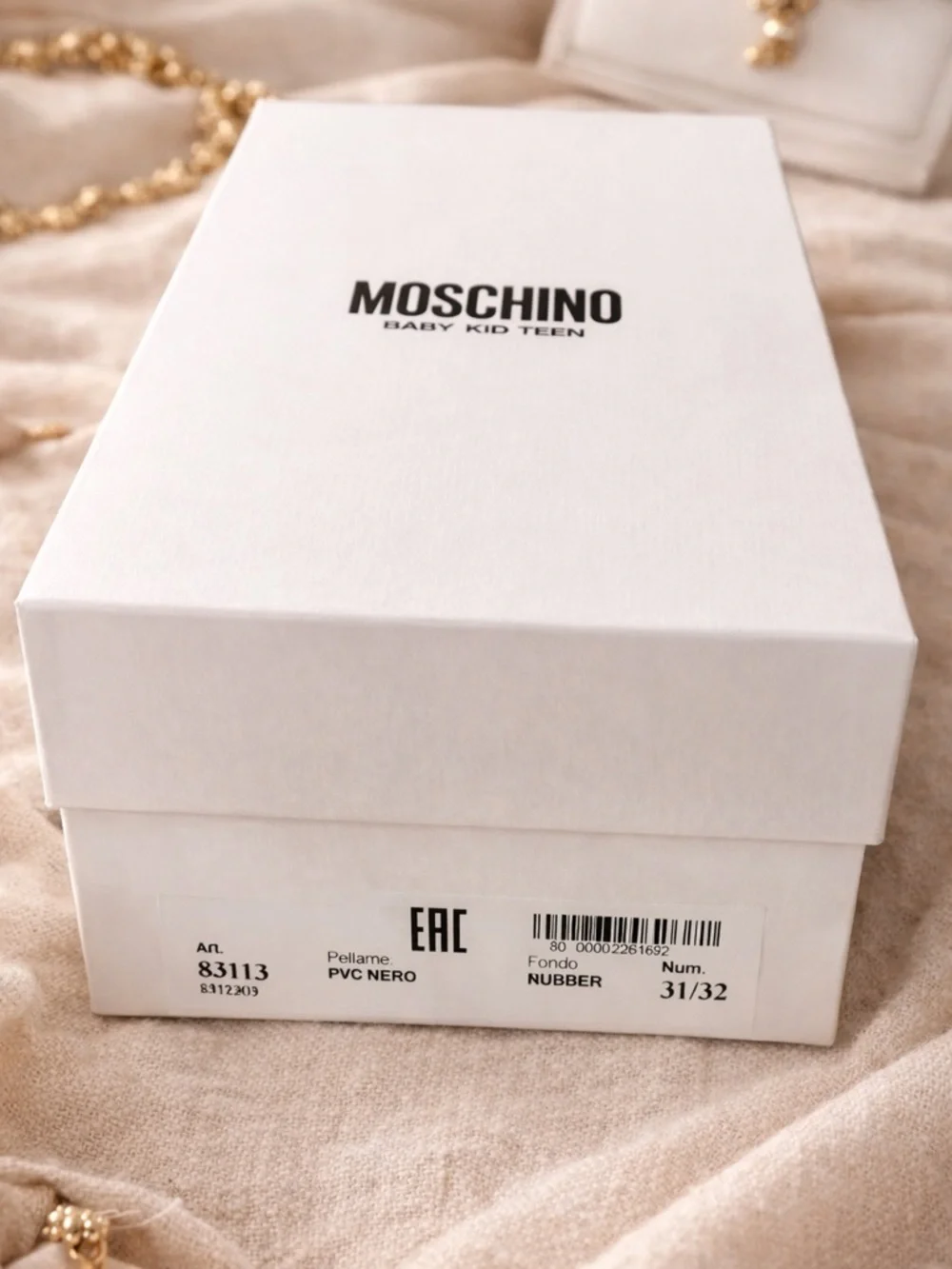 Titel Moschino Kids Teddy Appliqué Slides White EU 31/32 US 13–1 NWT